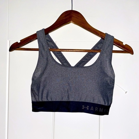 Under Amour Sports Crossover Strap Low Impact Gray Bra Women M Athletic Workout‎ - Picture 2 of 6